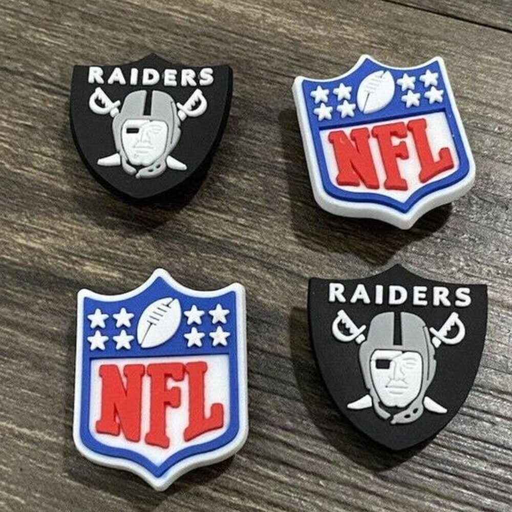 LAS VEGAS RAIDERS NFL SET OF 4 SHOE CHARMS FOR CROCS
